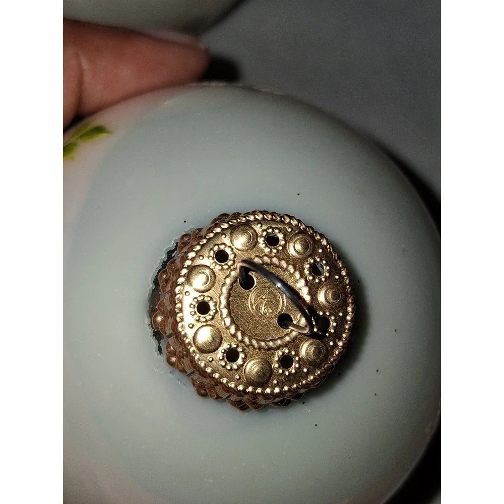 Vintage Krebs Glass Christmas Ornaments Set of 3 Ivory Rose Floral Gold